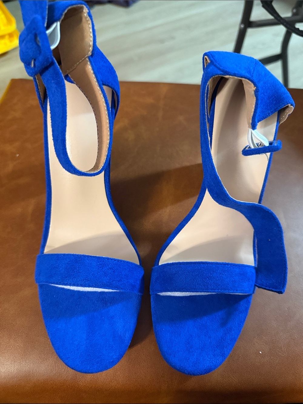 Blue Suede Ankle-Strap Women's Heels